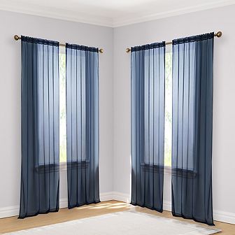 HLC.me Essentials Sheer Voile Window Treatment Rod Pocket Curtain Panels Bed Living Room - Set Of 4