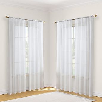 HLC.me Essentials Sheer Voile Window Treatment Rod Pocket Curtain Panels Bed Living Room - Set Of 4