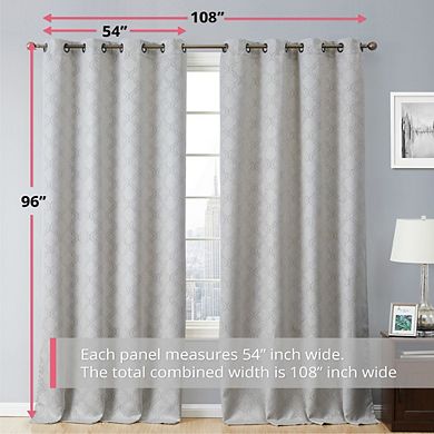 HLC.me Redmont Lattice Room Darkening Privacy Blackout Grommet Curtain Panels - Set of 2