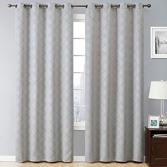 HLC.me Redmont Lattice Room Darkening Privacy Blackout Grommet Curtain Panels - Set of 2