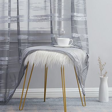 HLC.me Broadway Stripe Sheer Grommet Window Curtain Panels - Set of 2