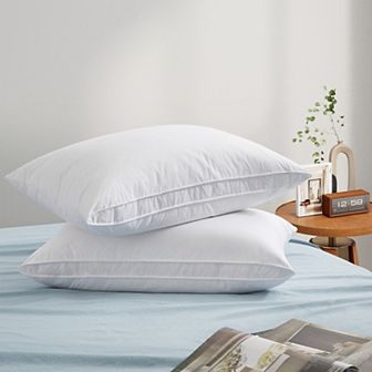 Unikome 2 Pack 100% Breathable Cotton Classic Diamond Grid Goose Down Feather Gusset Pillows