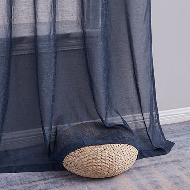 Thd Natalie Faux Linen Semi Sheer Light Filtering Window Grommet Curtains Drapery Panels, Set Of 2