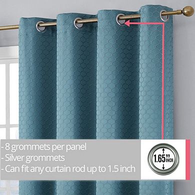 HLC.me Siena Geometric 100% Blackout Total Privacy Energy Efficiency Window Grommet Curtains - Pair