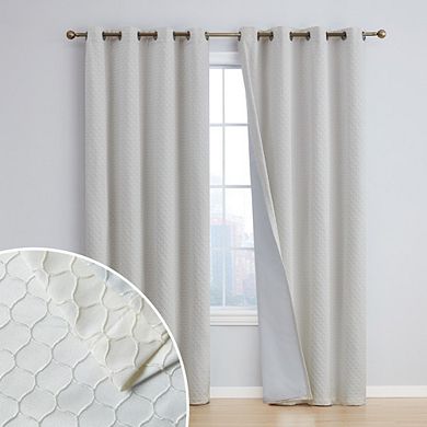HLC.me Siena Geometric 100% Blackout Total Privacy Energy Efficiency Window Grommet Curtains - Pair