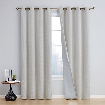 HLC.me Siena Geometric 100% Blackout Total Privacy Energy Efficiency Window Grommet Curtains - Pair