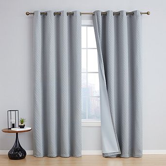 HLC.me Siena Geometric 100% Blackout Total Privacy Energy Efficiency Window Grommet Curtains - Pair