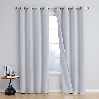 HLC.me Siena Geometric 100% Blackout Total Privacy Energy Efficiency Window Grommet Curtains - Pair