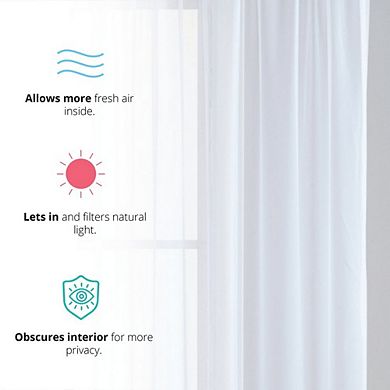 HLC.me Essentials Sheer Voile Window Treatment Rod Pocket Curtain Panels - Set of 2