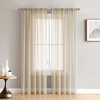 HLC.me Essentials Sheer Voile Window Treatment Rod Pocket Curtain Panels - Set of 2