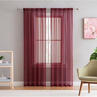 HLC.me Essentials Sheer Voile Window Treatment Rod Pocket Curtain Panels - Set of 2