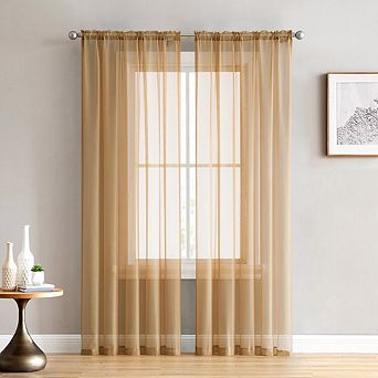 HLC.me Essentials Sheer Voile Window Treatment Rod Pocket Curtain Panels - Set of 2