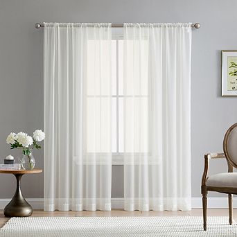 HLC.me Essentials Sheer Voile Window Treatment Rod Pocket Curtain Panels - Set of 2