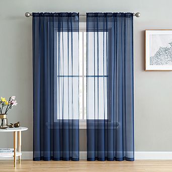 HLC.me Essentials Sheer Voile Window Treatment Rod Pocket Curtain Panels - Set of 2
