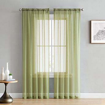 HLC.me Essentials Sheer Voile Window Treatment Rod Pocket Curtain Panels - Set of 2
