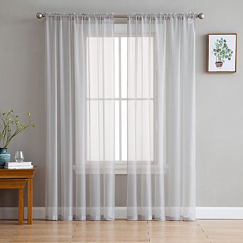 HLC.me Essentials Sheer Voile Window Treatment Rod Pocket Curtain Panels - Set of 2