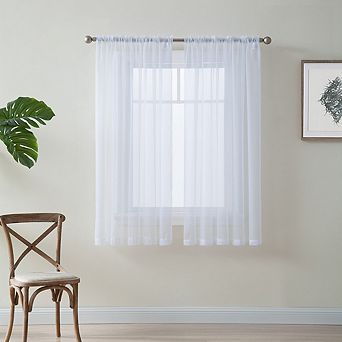 HLC.me Essentials Sheer Voile Window Treatment Rod Pocket Curtain Panels - Set of 2