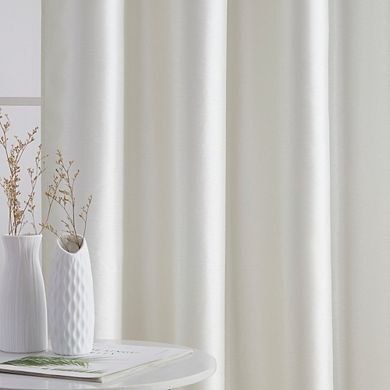 HLC.me Jefferson Faux Silk Semi Sheer Light Filtering Lined Grommet Window Curtains, 2 Panels