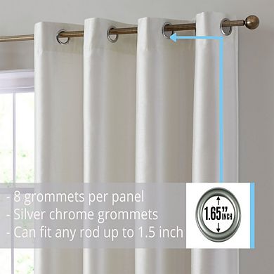 HLC.me Jefferson Faux Silk Semi Sheer Light Filtering Lined Grommet Window Curtains, 2 Panels