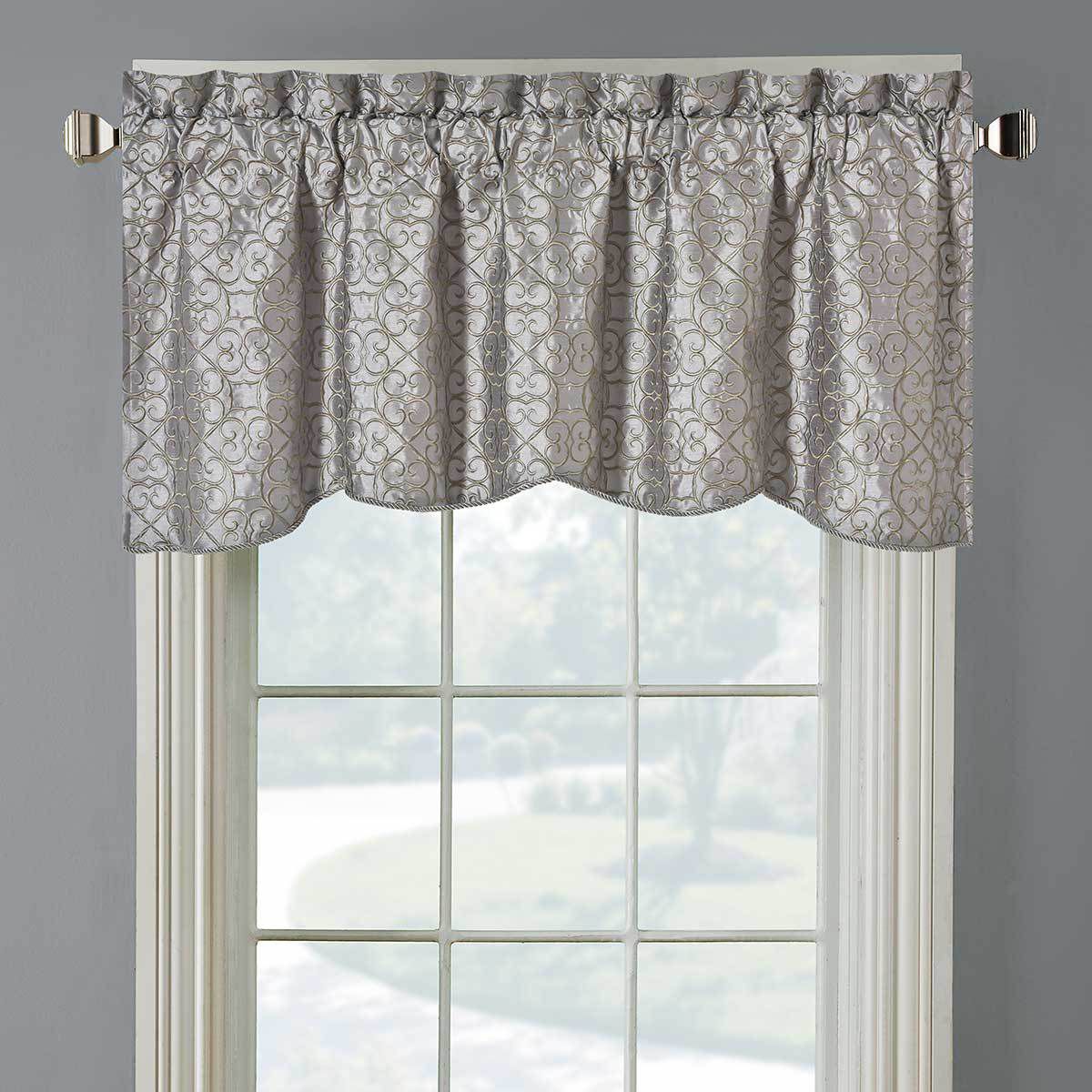 Halifax Lined Embroidered Window Valance 52W X 19L Single   6716262 Silver