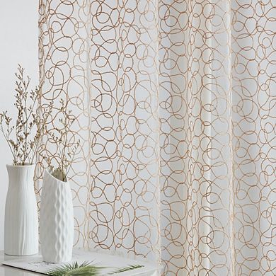 Thd Francine Embroidered Premium Soft Decorative Light Filtering Grommet Curtain Panels - Set Of 2