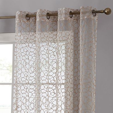 HLC.me Audrey Embroidered Premium Soft Decorative Light Filtering Grommet Curtain Panels - Set Of 2