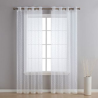 HLC.me Audrey Embroidered Premium Soft Decorative Light Filtering Grommet Curtain Panels - Set Of 2