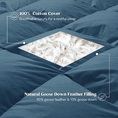 Unikome Luxurious 100% Soft Cotton White Goose Down Comforter, All Season Down Feather Duvet Insert