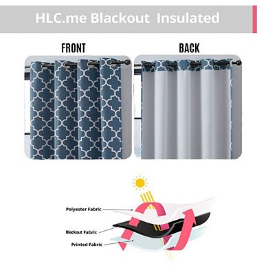 HLC.me Royal Lattice Decorative Blackout Room Darkening Grommet Window Drapes Curtain Panels - Pair