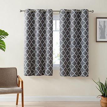 HLC.me Royal Lattice Decorative Blackout Room Darkening Grommet Window Drapes Curtain Panels - Pair