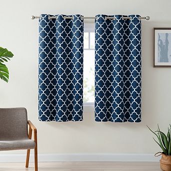 HLC.me Royal Lattice Decorative Blackout Room Darkening Grommet Window Drapes Curtain Panels - Pair