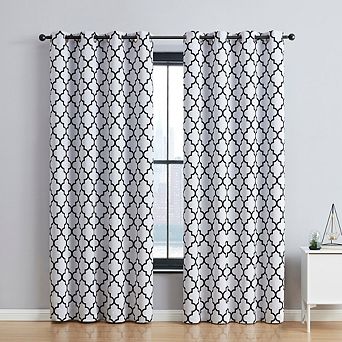 HLC.me Royal Lattice Decorative Blackout Room Darkening Grommet Window Drapes Curtain Panels - Pair