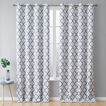 HLC.me Royal Lattice Decorative Blackout Room Darkening Grommet Window Drapes Curtain Panels - Pair