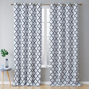 HLC.me Royal Lattice Decorative Blackout Room Darkening Grommet Window Drapes Curtain Panels - Pair