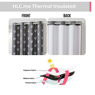 HLC.me Arrow Print Thermal Room Darkening Window Curtain Grommet Top Panels - Set of 2