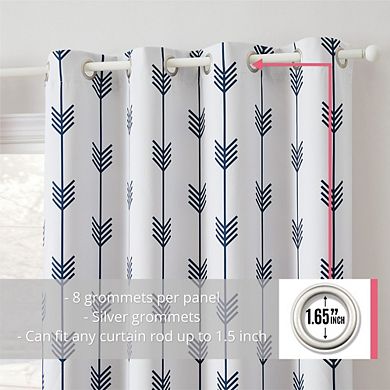 HLC.me Arrow Print Thermal Room Darkening Window Curtain Grommet Top Panels - Set of 2