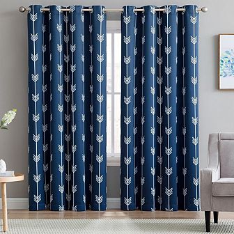 HLC.me Arrow Print Thermal Room Darkening Window Curtain Grommet Top Panels - Set of 2