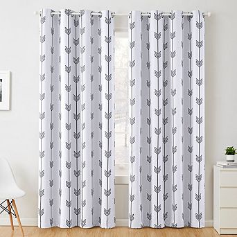 HLC.me Arrow Print Thermal Room Darkening Window Curtain Grommet Top Panels - Set of 2
