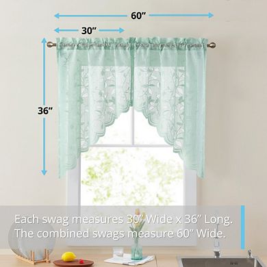 THD Jayce Semi Sheer Kitchen Swag Curtain Panels - Rod Pocket for Small Windows - 30 W x 36 L (Pair)