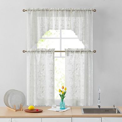 HLC.me Joyce Semi Sheer Kitchen Curtain Swag Curtain Rod Pocket Small Windows - 30 W x 36 L (Pair)