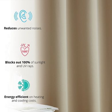 HLC.me Dakota 100% Blackout Grommet Curtain Panels - Set of 2