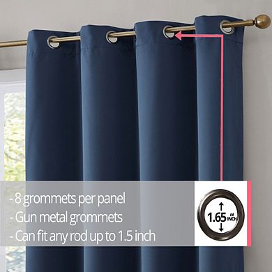 HLC.me Dakota 100% Blackout Grommet Curtain Panels - Set of 2