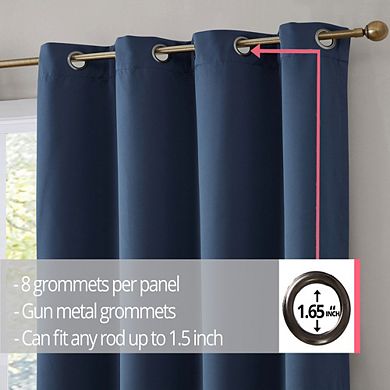 THD Virginia 100% Blackout Grommet Curtain Panels - Set of 2