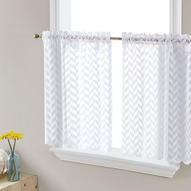 Thd Herringbone Lace Sheer Rod Pocket Cafe Tiers - Set Of 2