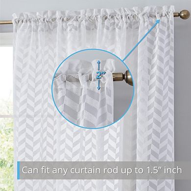 HLC.me Herringbone Lace Sheer Rod Pocket Cafe Tiers - Set Of 2