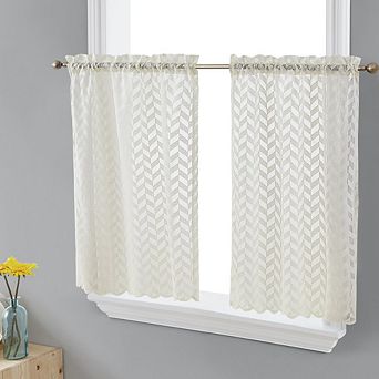 HLC.me Herringbone Lace Sheer Rod Pocket Cafe Tiers - Set Of 2