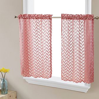 HLC.me Herringbone Lace Sheer Rod Pocket Cafe Tiers - Set Of 2