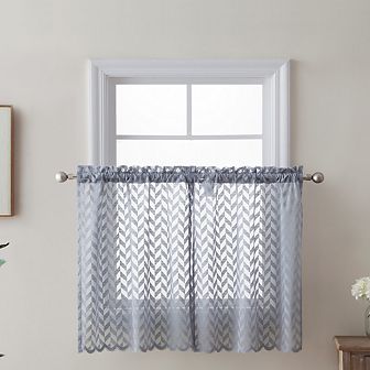 HLC.me Herringbone Lace Sheer Rod Pocket Cafe Tiers - Set Of 2