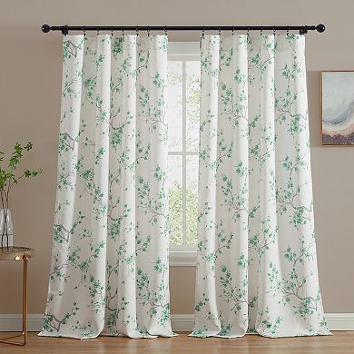 Thd Yasmine Floral Room Darkening Window Curtain Rod Pocket Pole Top Panels - Set Of 2