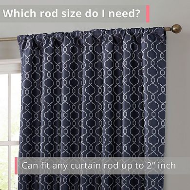 HLC.me Franklin Moroccan 100% Complete Blackout Back Tab Rod Pocket Curtain Bed Living Room, Pair